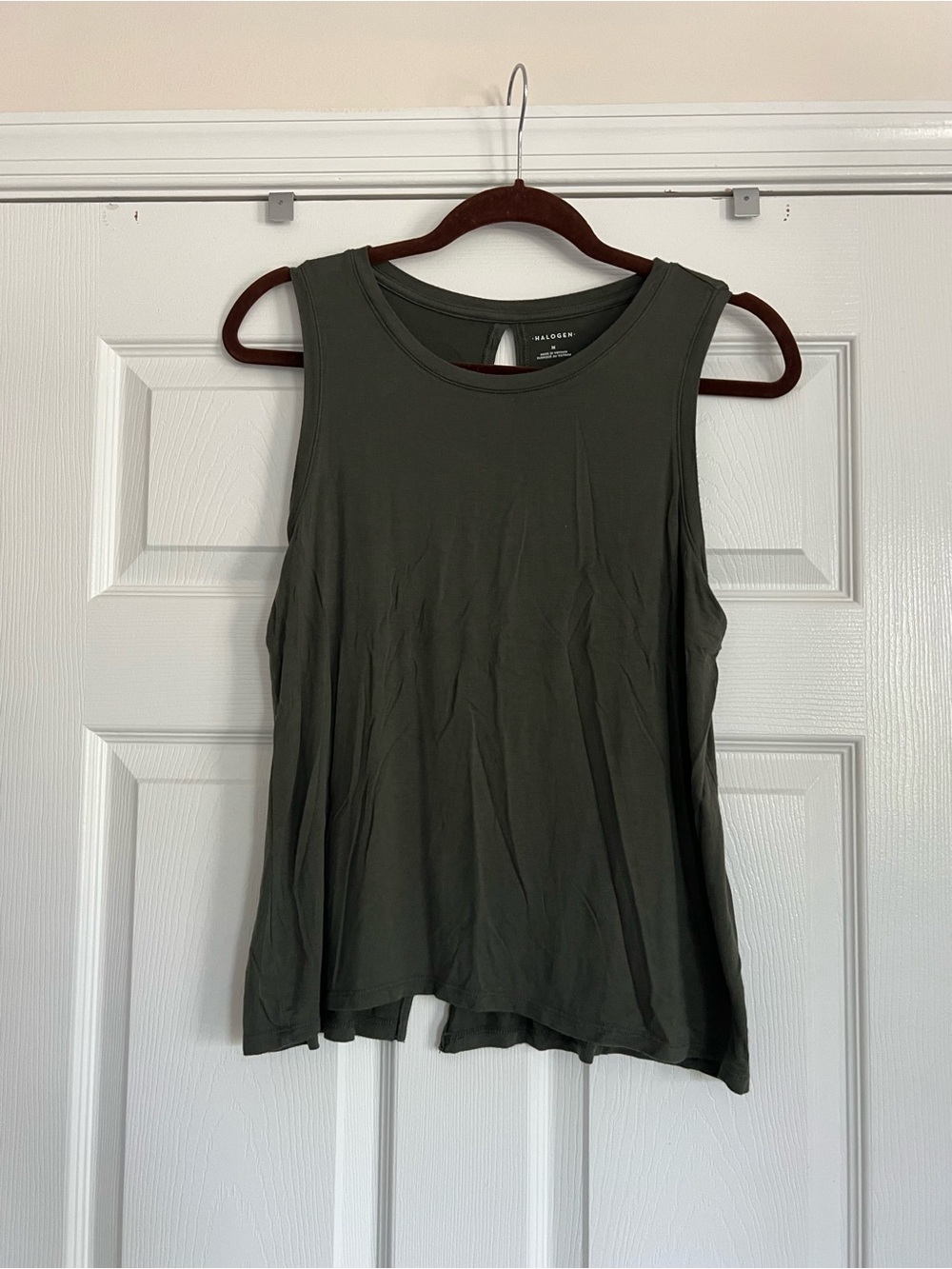 Halogen Army Green Sleeveless Tank Top